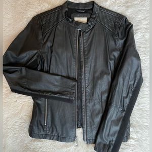 Calvin Klein Women’s Black Faux Leather Motorcycle Jacket